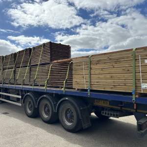 Merchant fencing order loaded and secured for nationwide artic delivery.