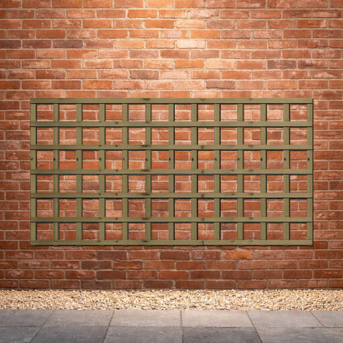 1.83M x 0.9M Traditional Square Trellis Panel - Pressure Treated Green