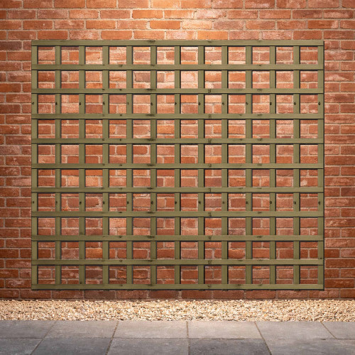 1.83M x 1.5M Traditional Square Trellis Panel - Pressure Treated Green