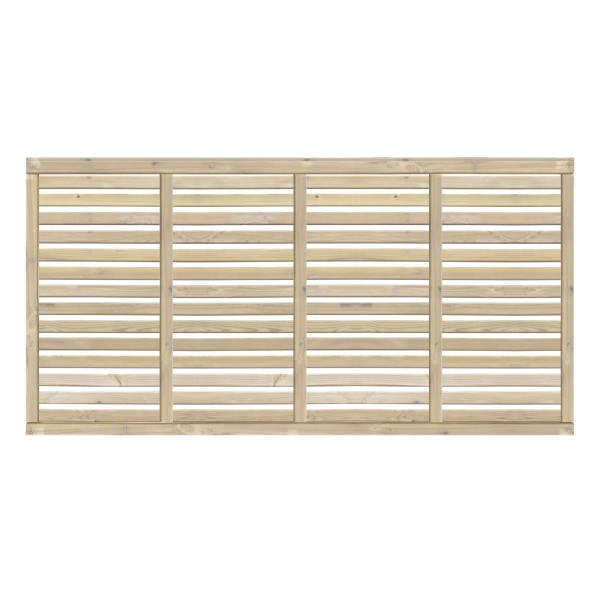 6FT x 3FT Horizontal Single Slatted Fence Panel - Pressure Treated Green