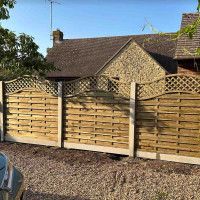 6FT x 5FT Omega Lattice Decorative Fence Panel - Pressure Treated Green