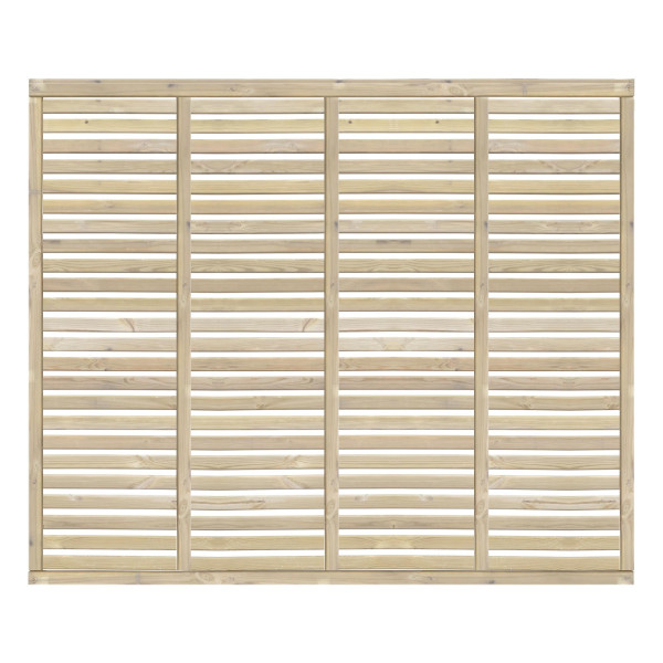 6FT x 5FT Horizontal Single Slatted Fence Panel - Pressure Treated Green
