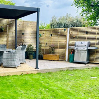 6FT x 6FT Horizontal Single Slatted Fence Panel - Pressure Treated Green