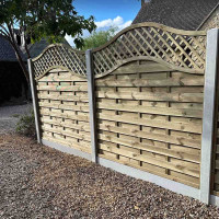 6FT x 6FT Omega Lattice Decorative Fence Panel - Pressure Treated Green