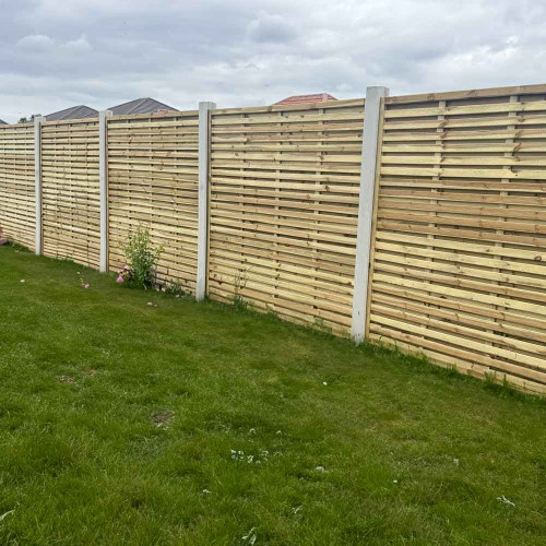 6FT x 6FT Framed Contemporary Double Slatted Panel