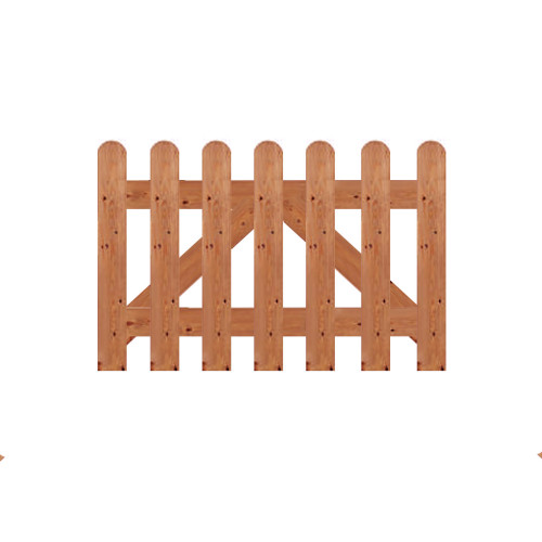 Brown Pressure Treated 0.6M x 0.9M Round Top Picket Gate