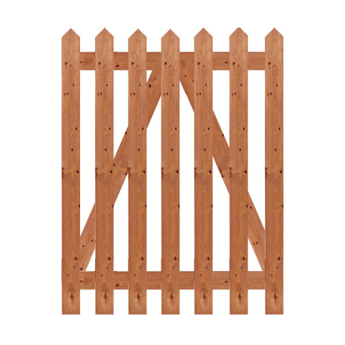 Brown Pressure Treated 1.2M x 0.9M Point Top Picket Gate Brown Pressure Treated 1.2M x 0.9M Point Top Picket Gate