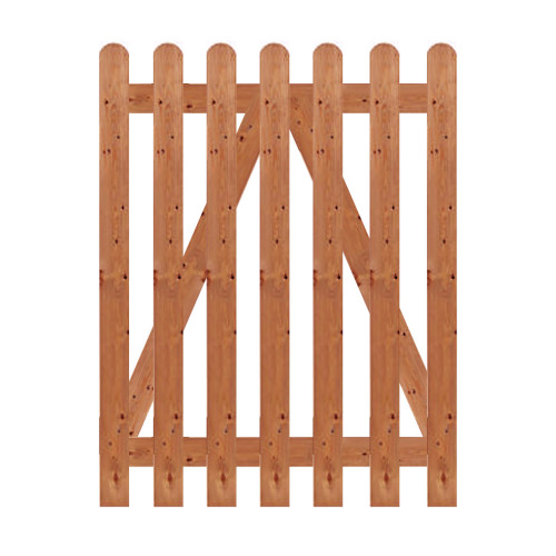 Brown Pressure Treated 1.2M x 0.9M Round Top Picket Gate