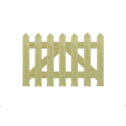 Green Pressure Treated 0.6M x 0.9M Point Top Picket Gate
