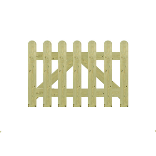 Green Pressure Treated 0.6M x 0.9M Round Top Picket Gate