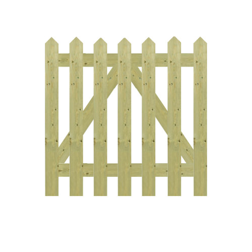 Green Pressure Treated 0.9M x 0.9M Point Top Picket Gate
