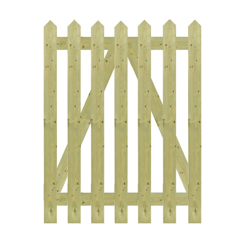 Green Pressure Treated 1.2M x 0.9M Point Top Picket Gate