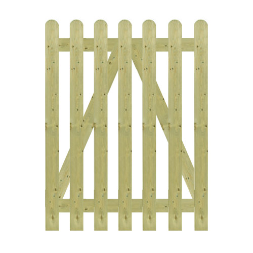 Green Pressure Treated 1.2M x 0.9M Round Top Picket Gate