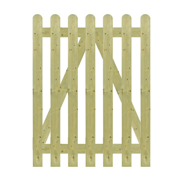 Green Pressure Treated 1.2M x 0.9M Round Top Picket Gate