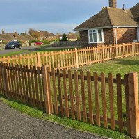 6FT x 3FT Round Top Picket Fence Panel - Pressure Treated Brown