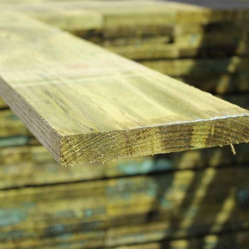 2.4M x 150MM Wooden Gravel Board - Pressure Treated Green/Natural 2.4M x 150MM Wooden Gravel Board - Pressure Treated Green/Natural