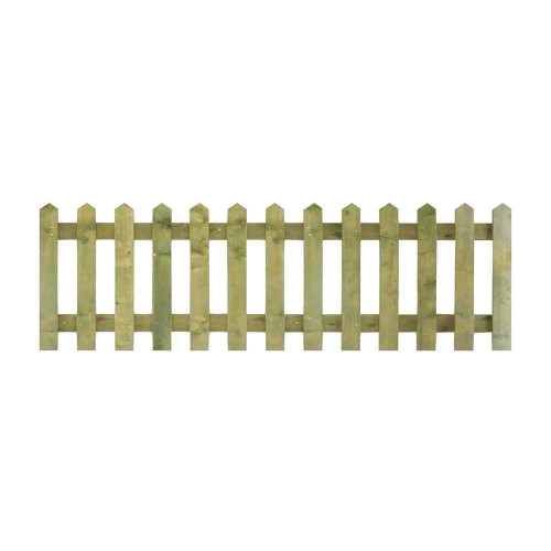 6FT x 2FT Point Top Picket Fence Panel - Pressure Treated Green/Natural 6FT x 2FT Point Top Picket Fence Panel - Pressure Treated Green/Natural