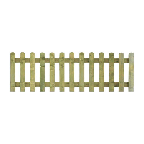 6FT x 2FT Round Top Picket Fence Panel - Pressure Treated Green/Natural 6FT x 2FT Round Top Picket Fence Panel - Pressure Treated Green/Natural