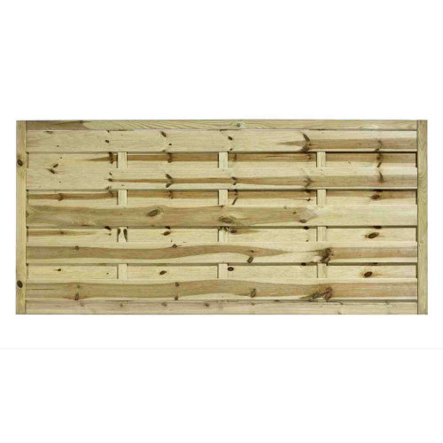 6FT x 3FT Horizontal Hit & Miss Panel - Pressure Treated Green/Natural