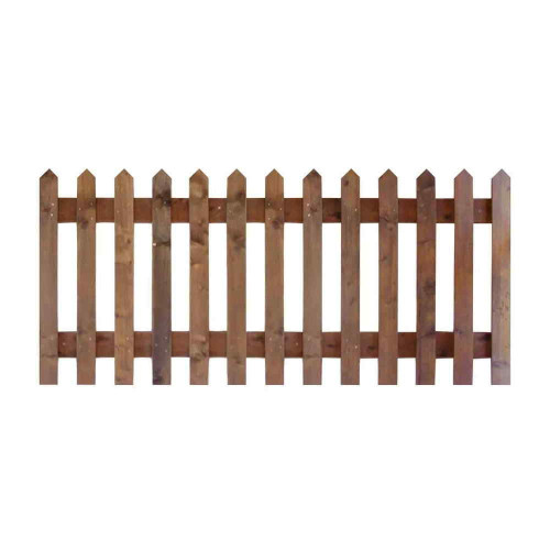 6FT x 3FT Point Top Picket Fence Panel - Pressure Treated Brown 6FT x 3FT Point Top Picket Fence Panel - Pressure Treated Brown