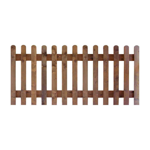 6FT x 3FT Round Top Picket Fence Panel - Pressure Treated Brown 6FT x 3FT Round Top Picket Fence Panel - Pressure Treated Brown