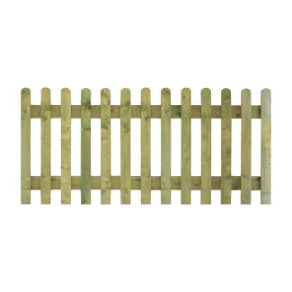 6FT x 3FT Round Top Picket Fence Panel - Pressure Treated Green/Natural