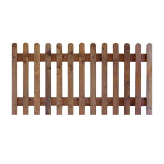 6FT x 4FT Round Top Picket Fence Panel - Pressure Treated Brown