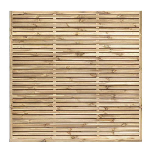 6FT x 6FT Framed Contemporary Double Slatted Panel 6FT x 6FT Framed Contemporary Double Slatted Panel