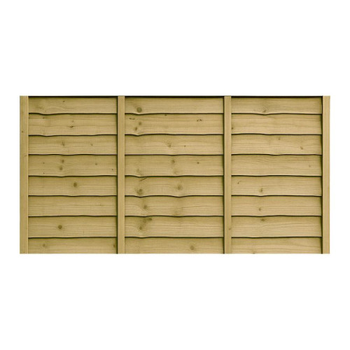6FT x 3FT Waney Lap Fence Panel - Pressure Treated Green