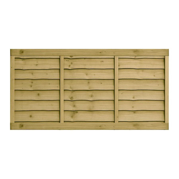 6FT x 3FT Waney Lap Fence Panel - Pressure Treated Green