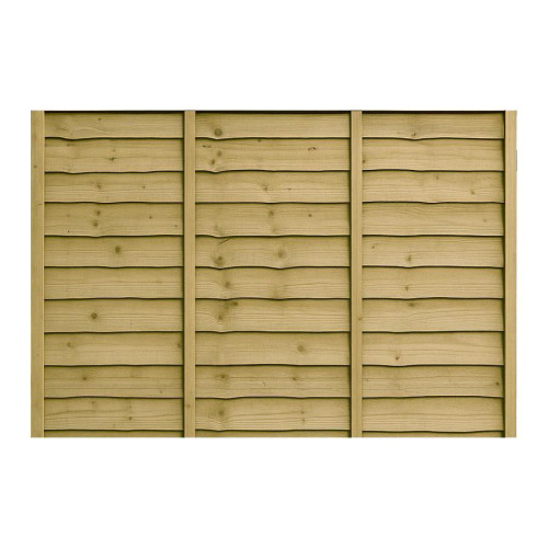 6FT x 4FT Waney Lap Fence Panel - Pressure Treated Green