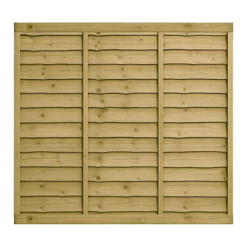 6FT x 5FT 6 Inch Waney Lap Fence Panel - Pressure Treated Green/Natural 6FT x 5FT 6 Inch Waney Lap Fence Panel - Pressure Treated Green/Natural