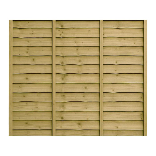 6FT x 5FT Waney Lap Fence Panel - Pressure Treated Green