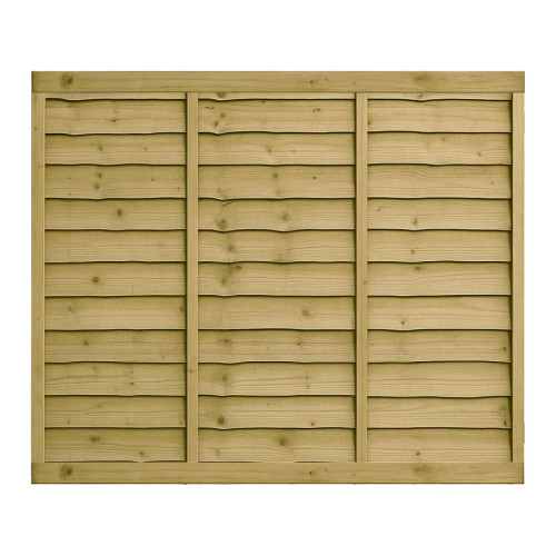 6FT x 5FT Waney Lap Fence Panel - Pressure Treated Green/Natural 6FT x 5FT Waney Lap Fence Panel - Pressure Treated Green/Natural